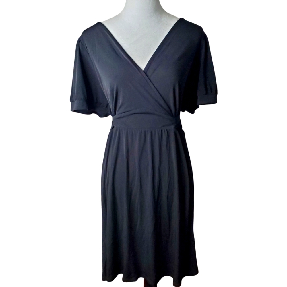 Torrid Solid Black Surplice Studio Knit Baby Doll… - image 1